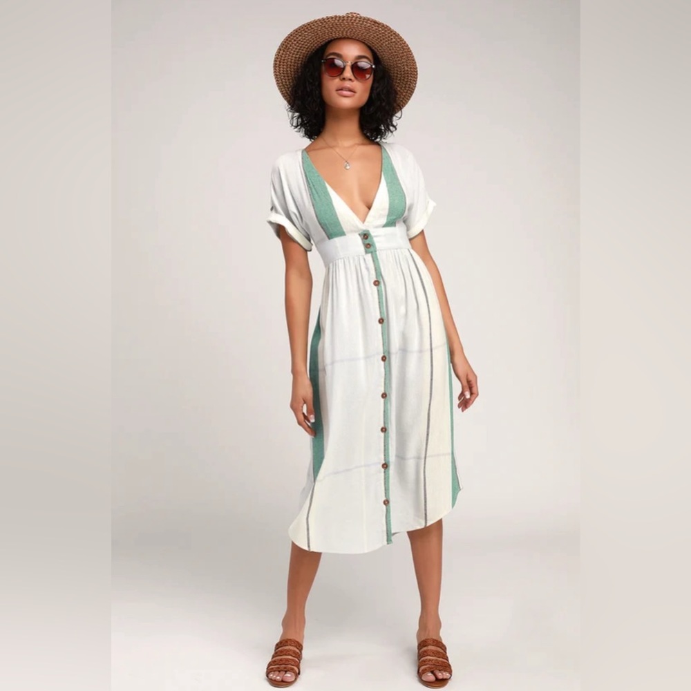 Button-Up Stripe Midi Dress